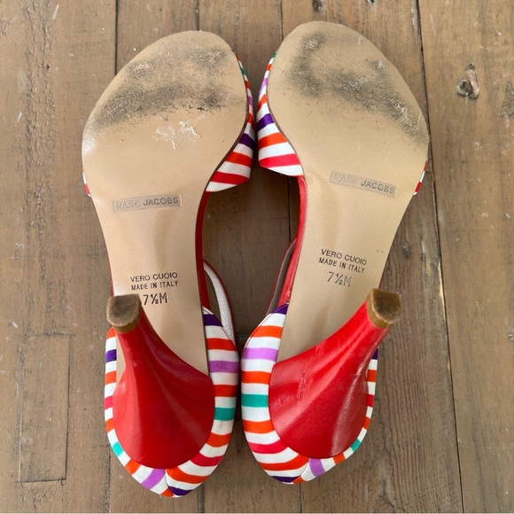 Marc Jacob’s candy stripe buckle strap high heels women’s 7.5 - Picture 12 of 12